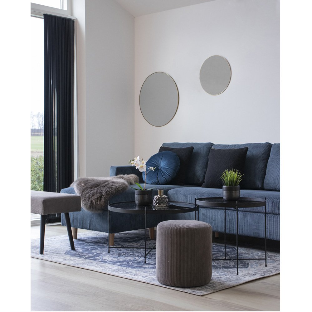 Jersey Spiegel rond in zwart of messing look 40/60/60/80