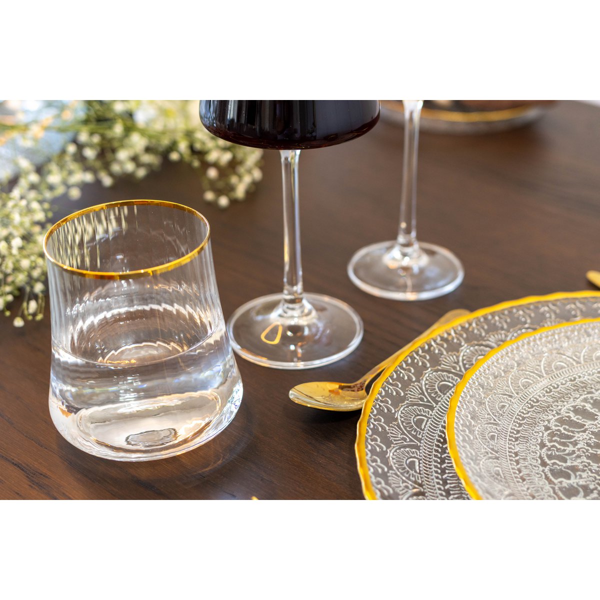 Waterglazen met Gouden Rand – Set van 6 – 350 ml – Luxe