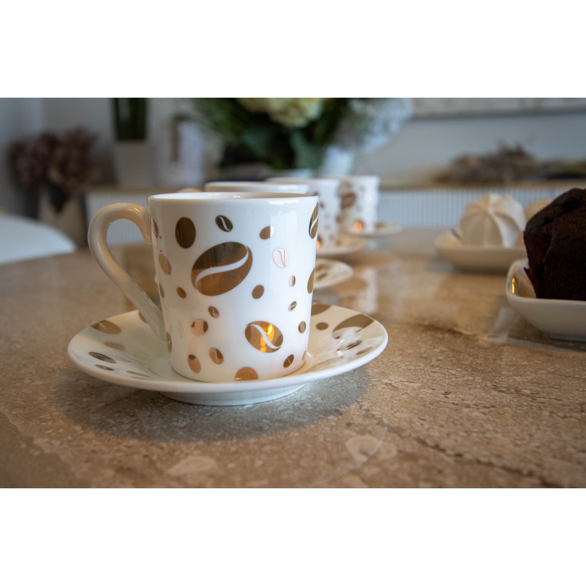 Koffiekopjes – Set van 4 – Blauw Porselein – 80 ml – Elegant Design