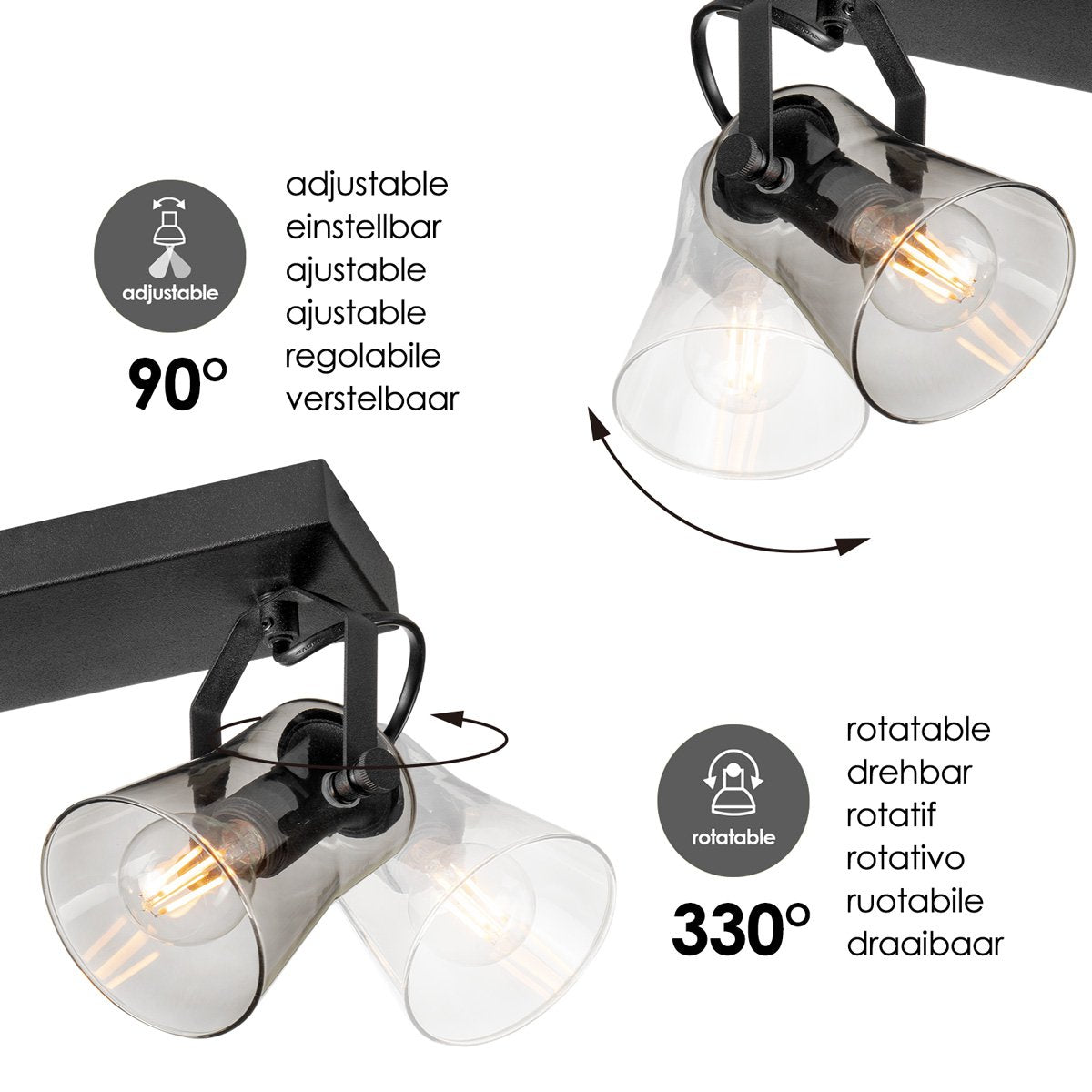LED Surface-mounted spotlight Edge 3 - incl. dimmable LED lamp - black