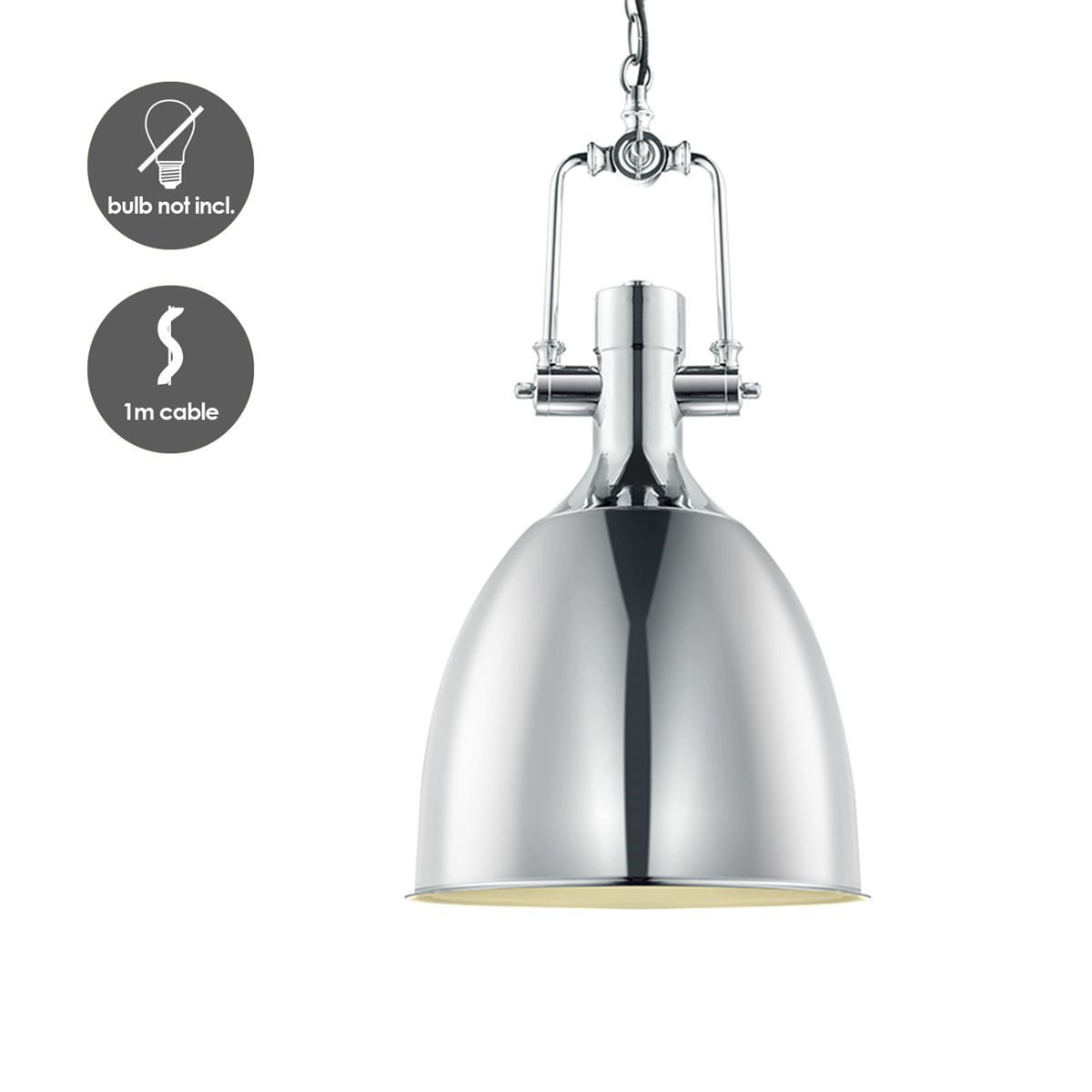 Hanging lamp Dive - chrome - 28.5x29x140cm