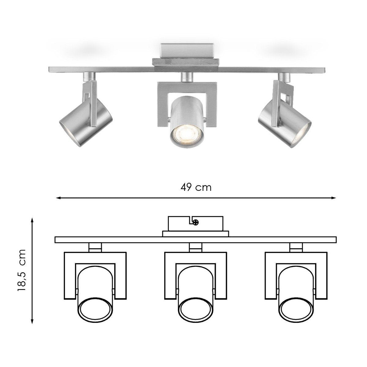 Surface-mounted spotlight Concrete 3 - incl. dimmable LED lamp - concrete