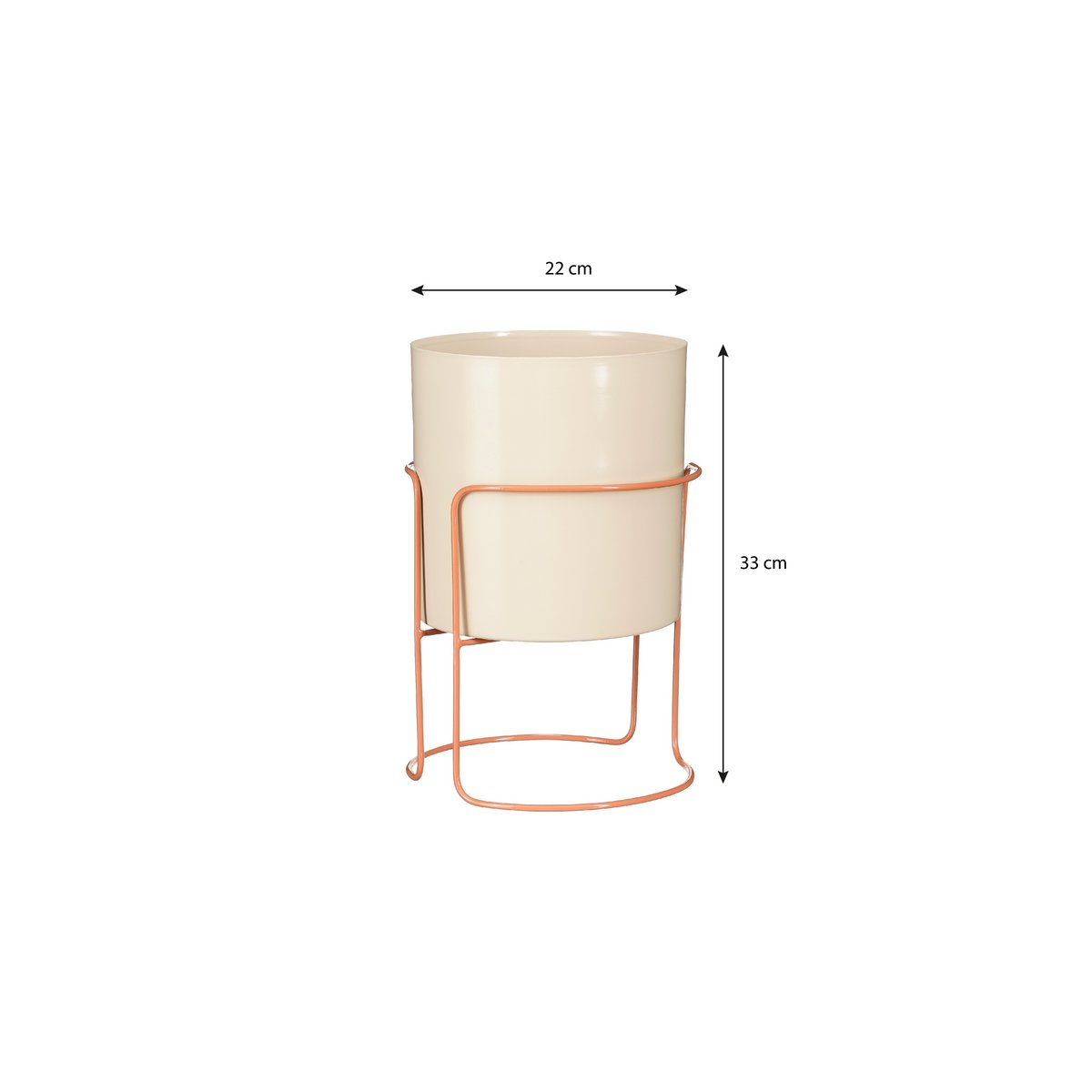 Collins Bloempot op Standaard Metaal - Off-white, Perzik |woon-meubel.nl