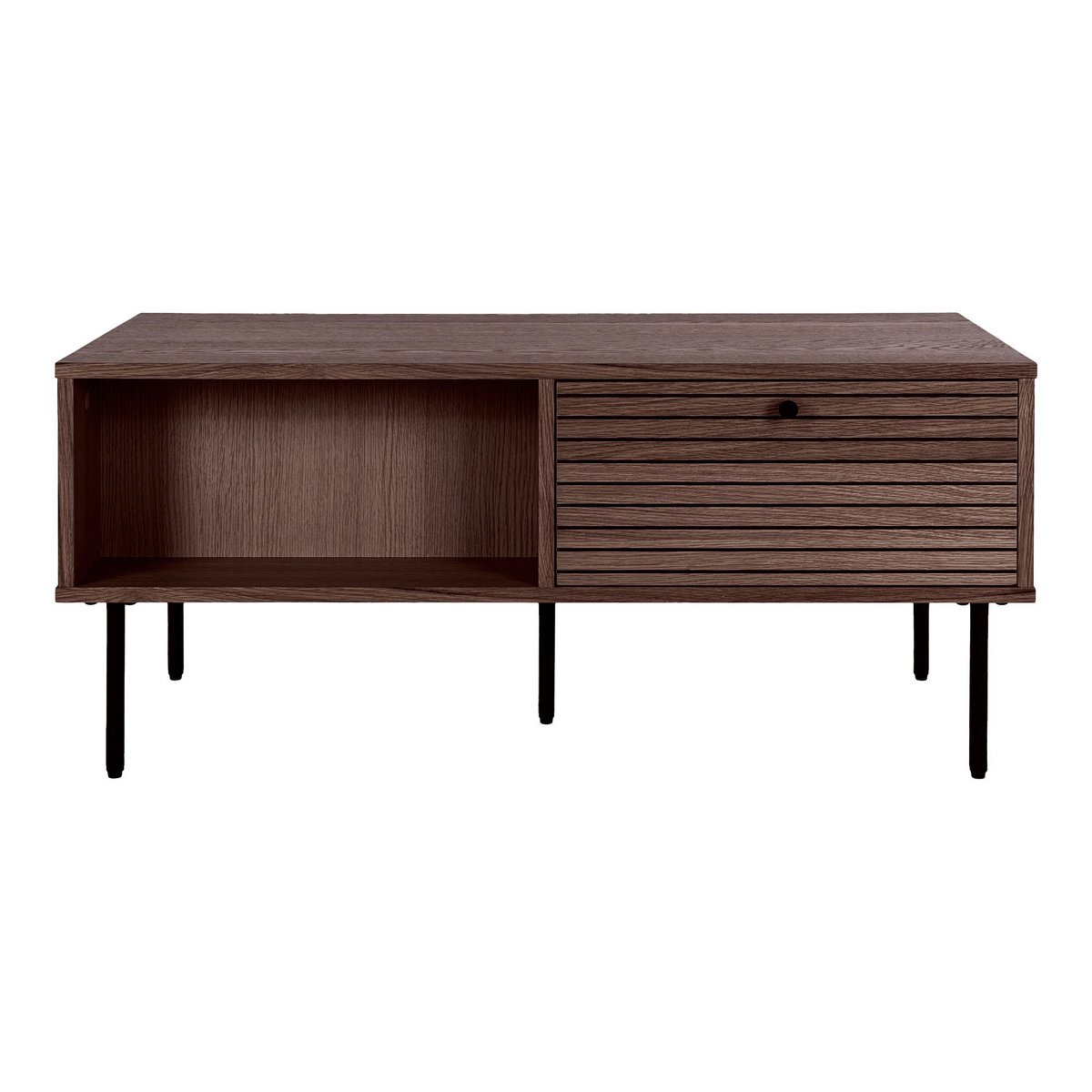 Kyoto-salontafel Eikenfineer en Zwart Metalen Poten | woon-meubel.nl