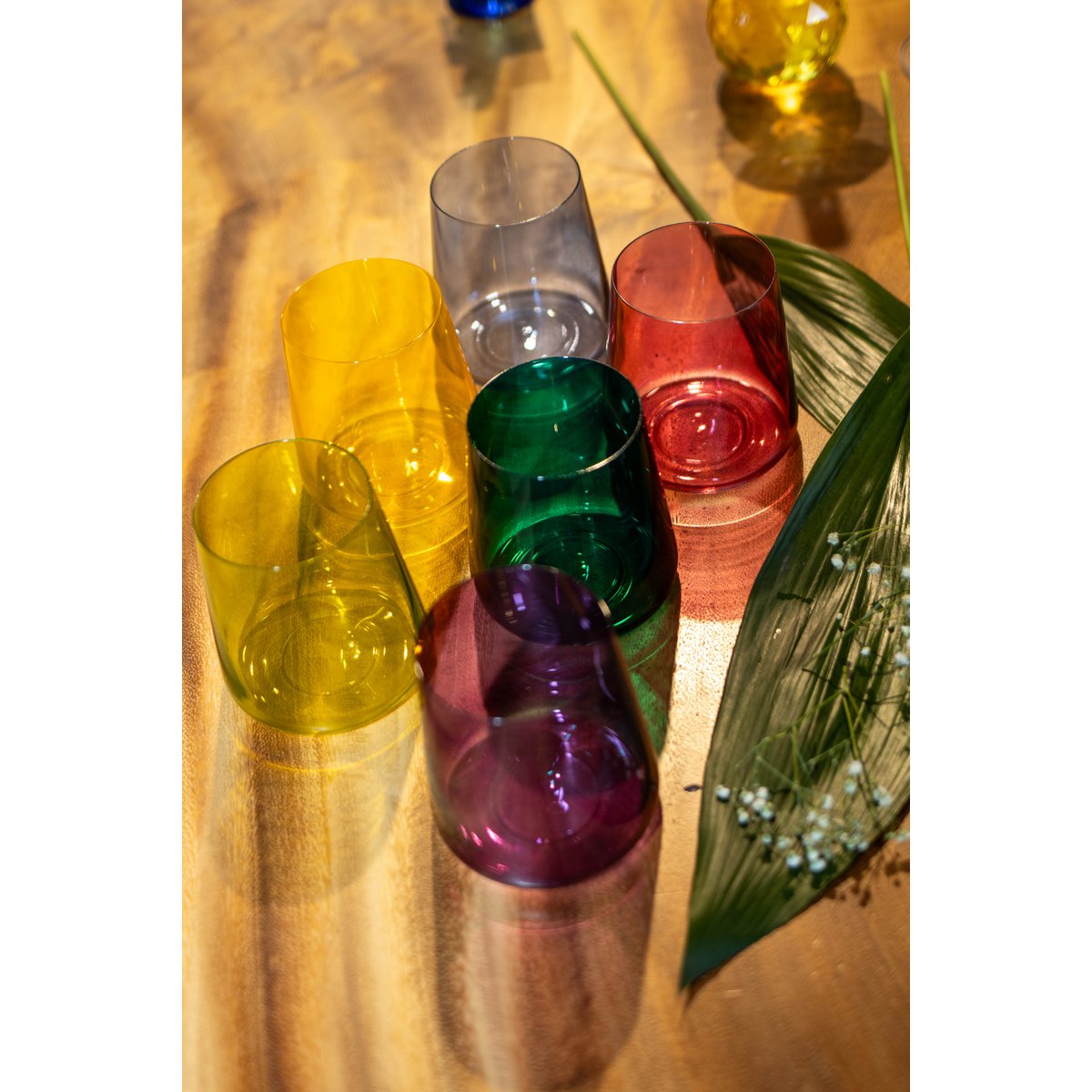 Waterglazen – Set van 6 – 300 ml – Luxe Drinkglazen – Multicolor