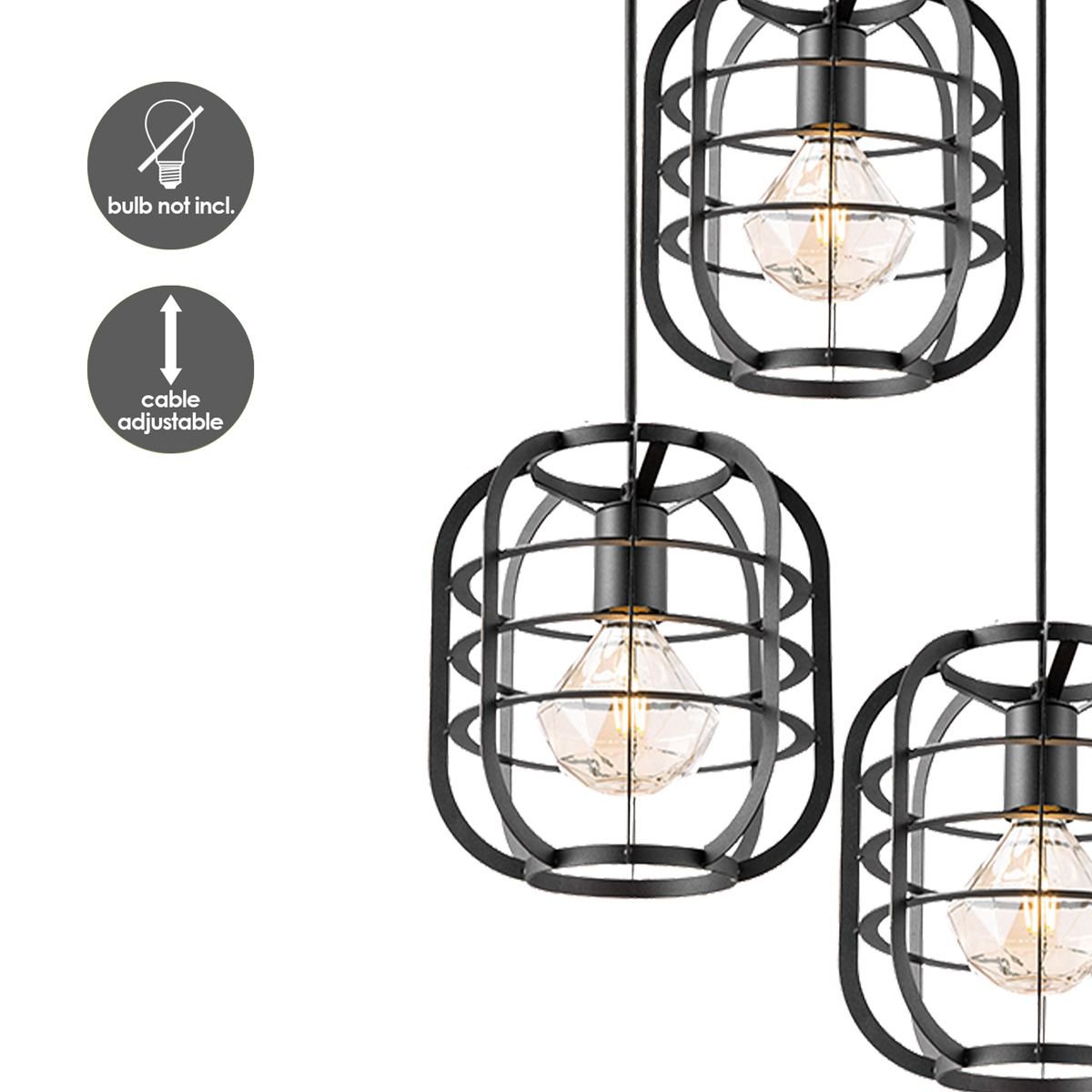 Pendant lamp Nero - Black - 49x49x180cm