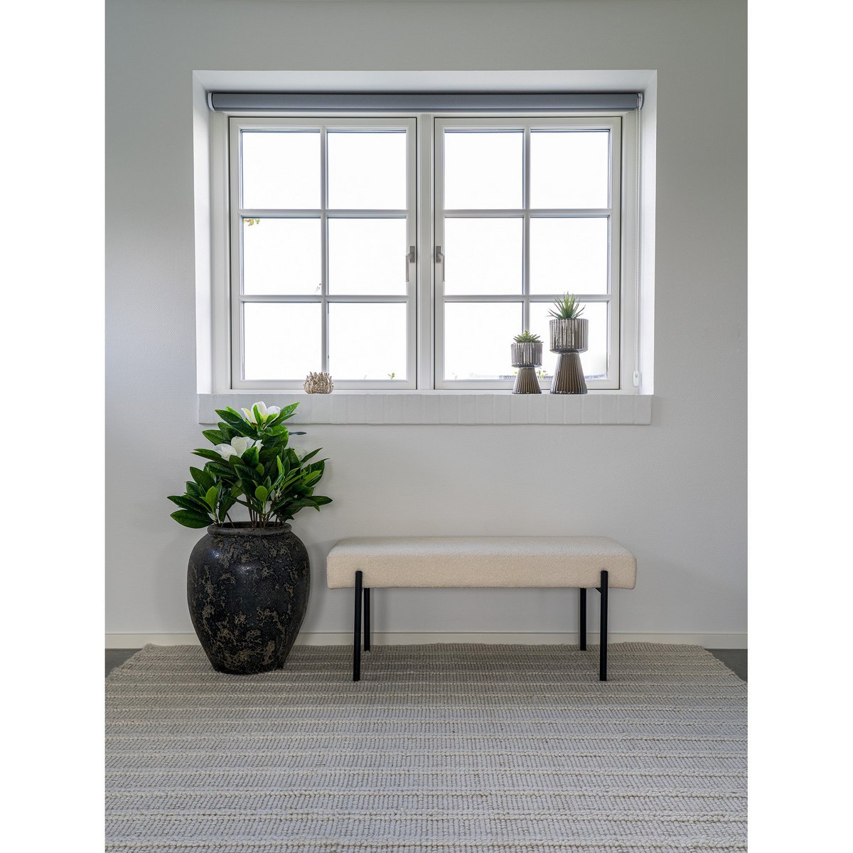 Swindon Bench - Bank in bouclé, wit |woon-meubel.nl