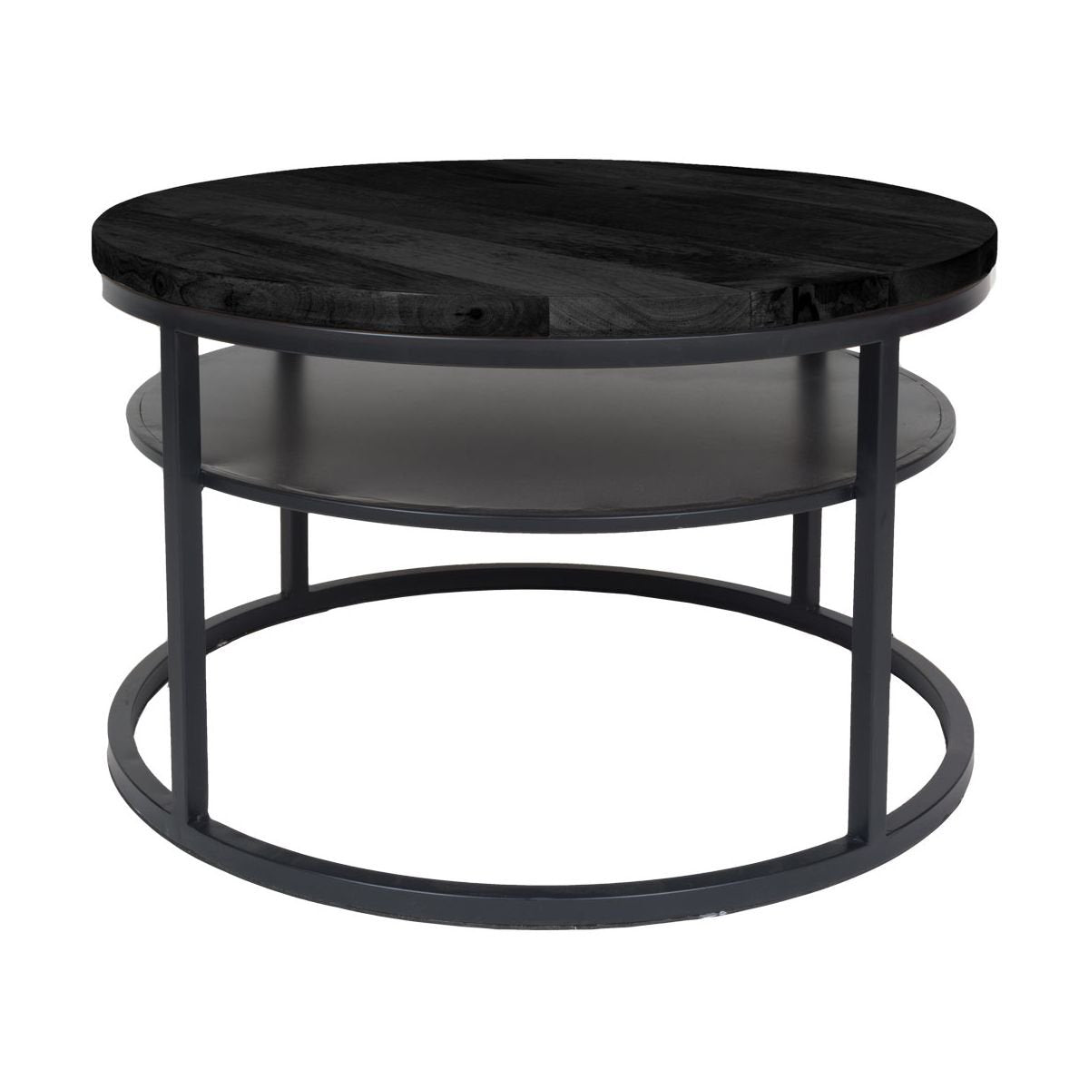 Salontafel Delhi Zwart Mangohout Rond ø70 cm |woon-meubel.nl