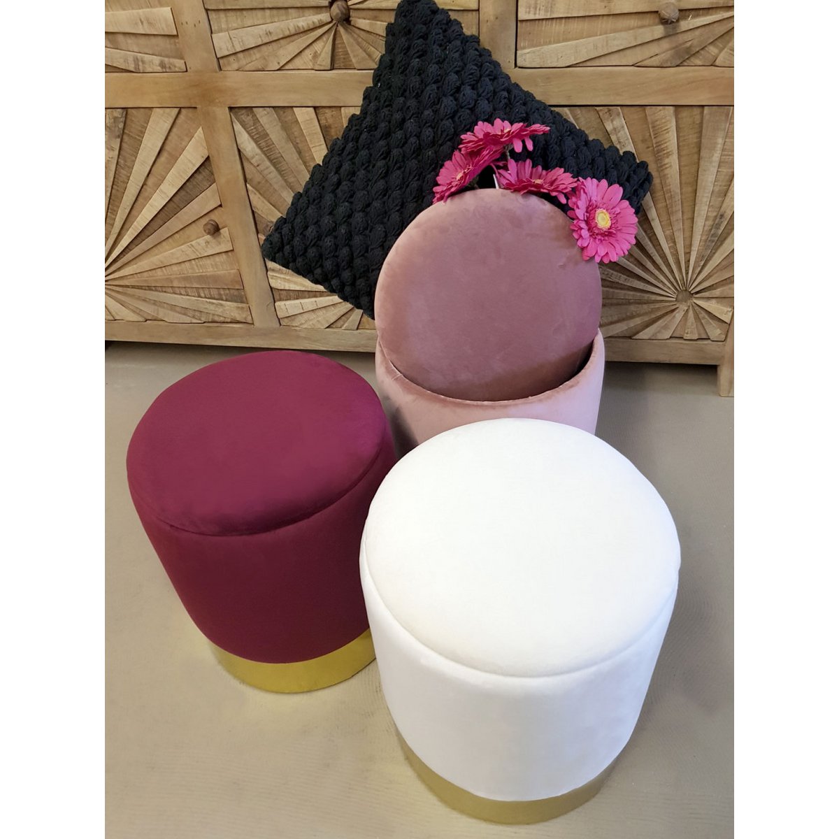 ποΈ Voglrieder Velours Hocker β Γ 31 x H 38 cm β Met Opbergruimte β Zachte Zithocker van Velours β Verkrijgbaar in 7 Kleuren