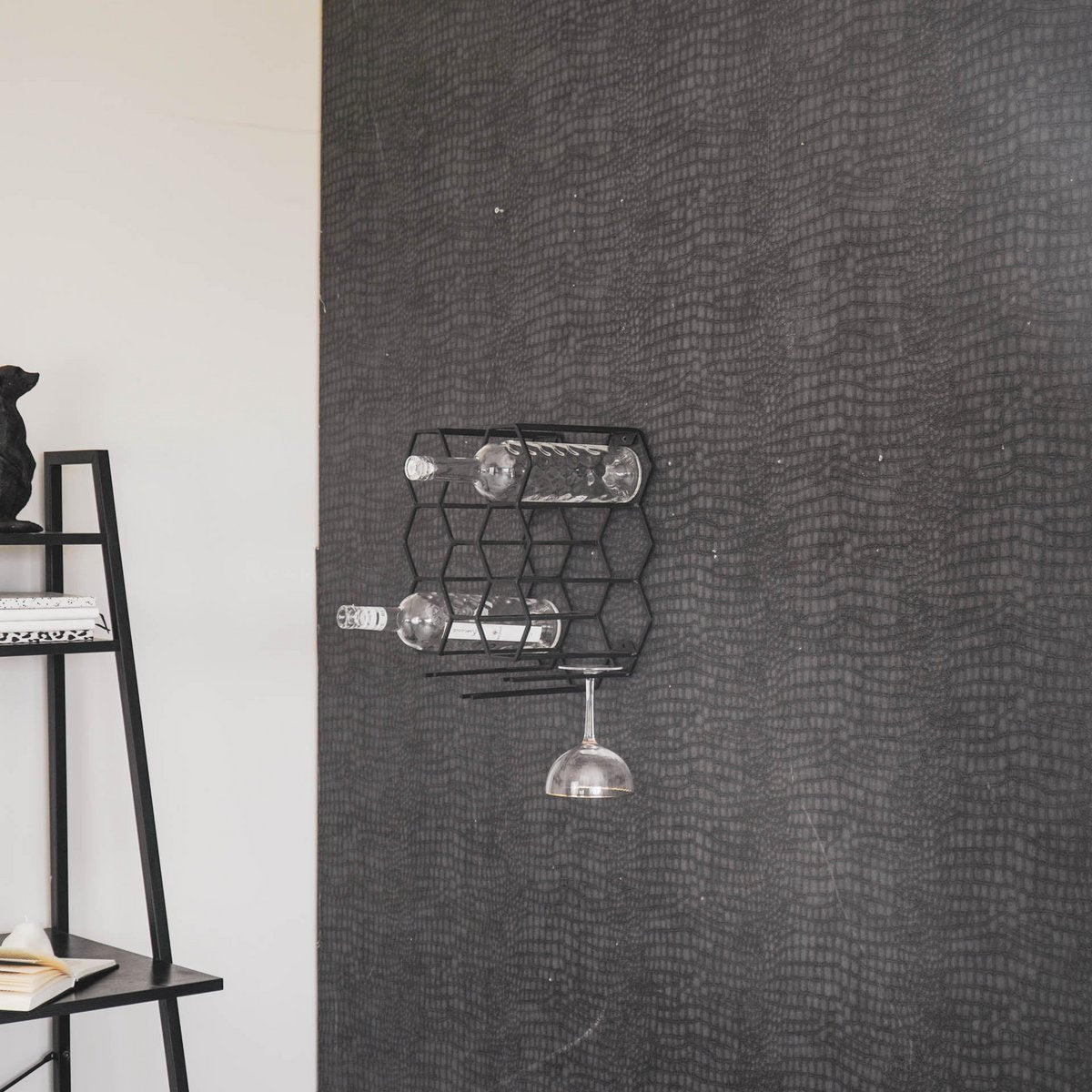 Wine Rack - Metal - Black - 11 bottles - 27x19.5x32.5cm