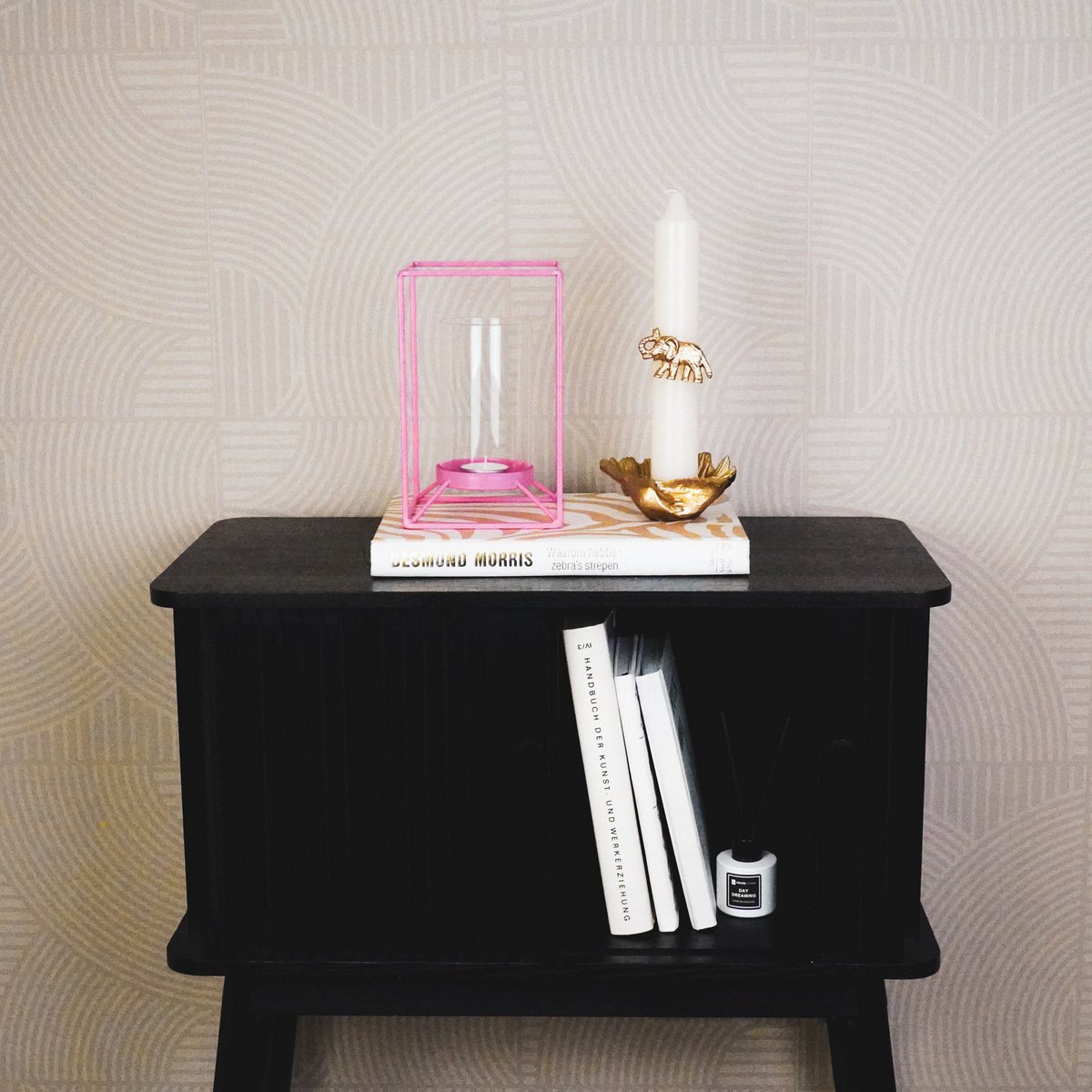 Lantern - Metal/Glass - Pink - 12.5x12.5x20cm