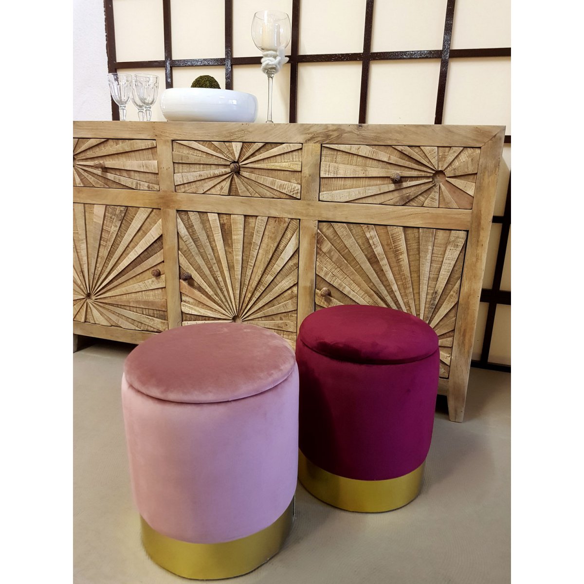 ποΈ Voglrieder Velours Hocker β Γ 31 x H 38 cm β Met Opbergruimte β Zachte Zithocker van Velours β Verkrijgbaar in 7 Kleuren