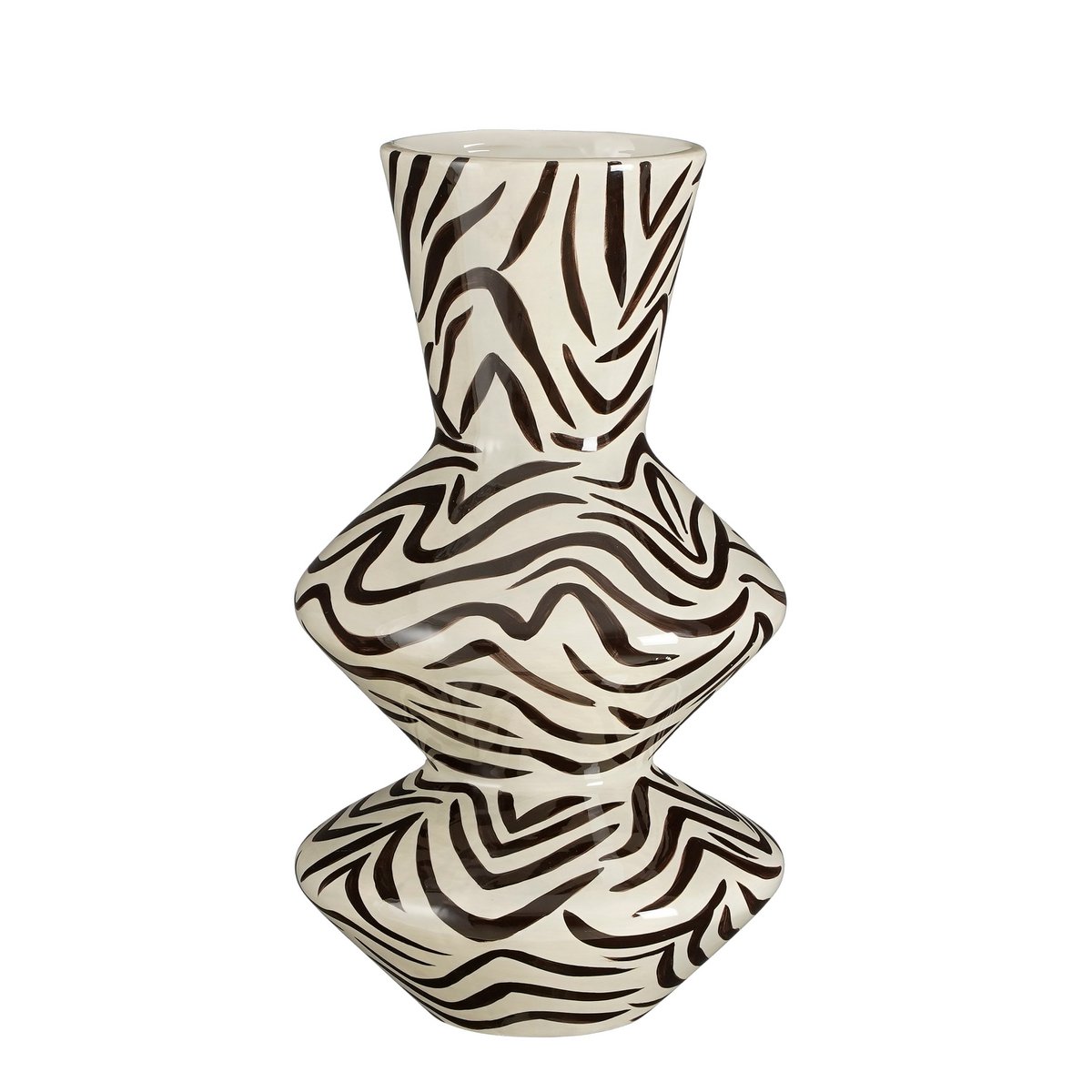 Vase Stratt - H38 x Ø21 cm - Céramique - Noir, Blanc