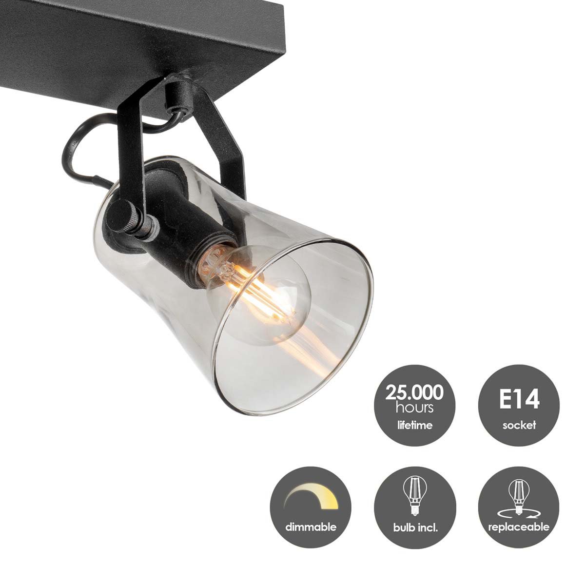 LED Surface-mounted spotlight Edge 3 - incl. dimmable LED lamp - black