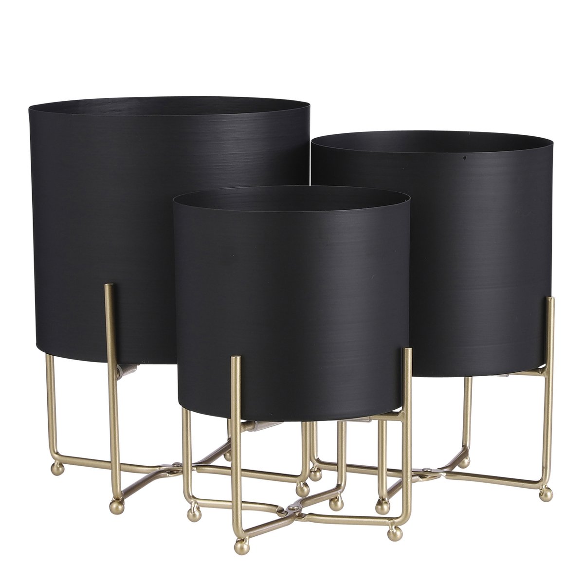 Aries Bloempot op Standaard - Set van 3 - Zwart| woon-meubel.nl