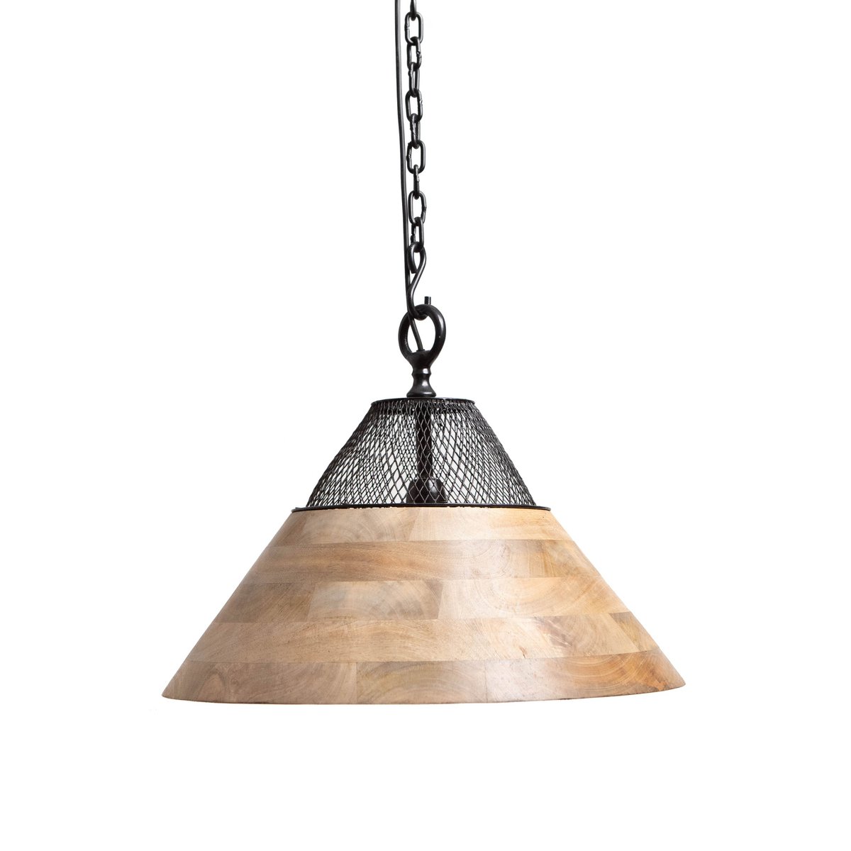 Pendant lamp TONY natural wood + matt black Ø50x30cm