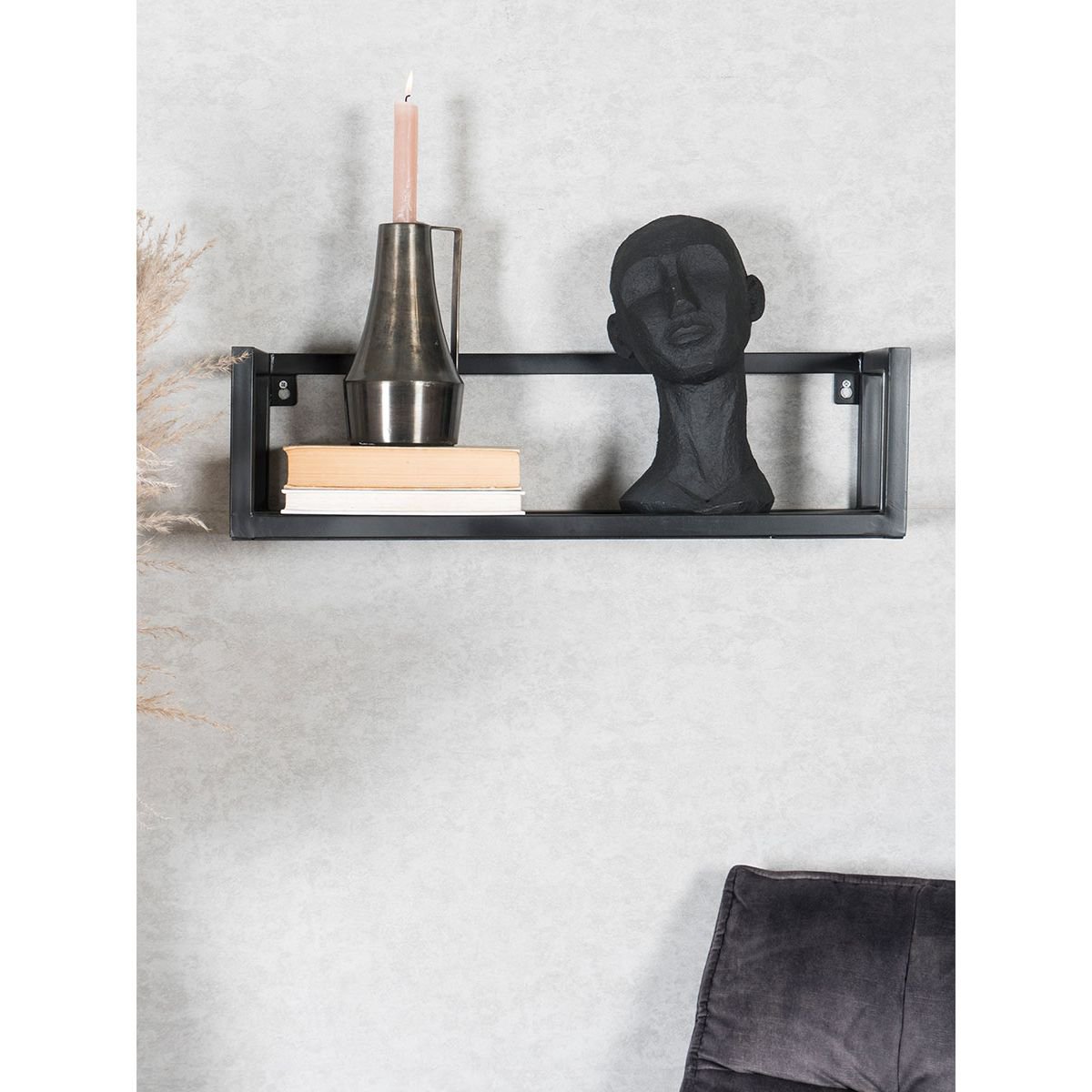 Wandplank Vintage Zwart Mangohout - Set van 3 Klein |woon-meubel.nl