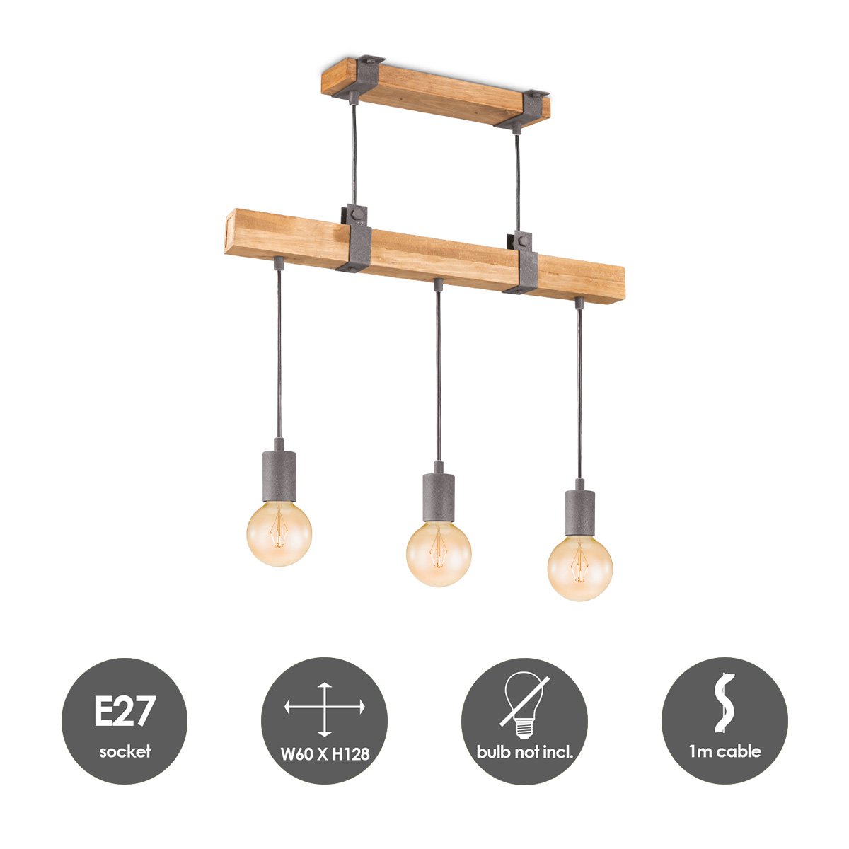 Denton pendant lamp - wood - 60x14x128cm