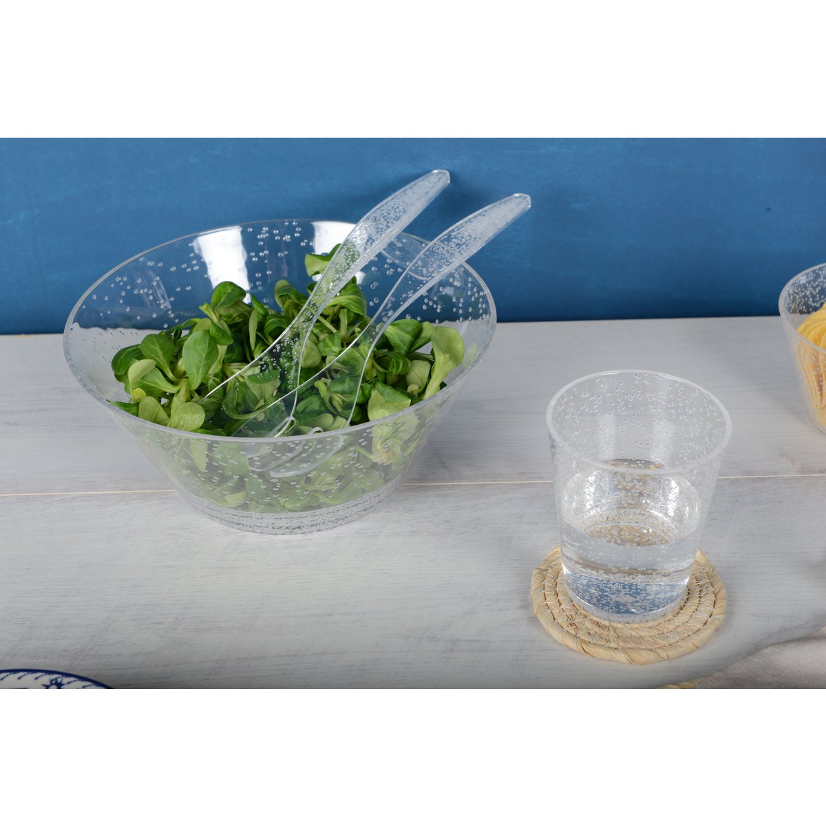 Saladebestek – Acryl Transparant met Bubbels – 30 cm