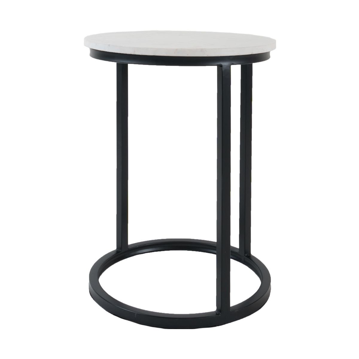 Laptoptafel Mitch Marmer Rond - Wit/Zwart |woon-meubel.nl