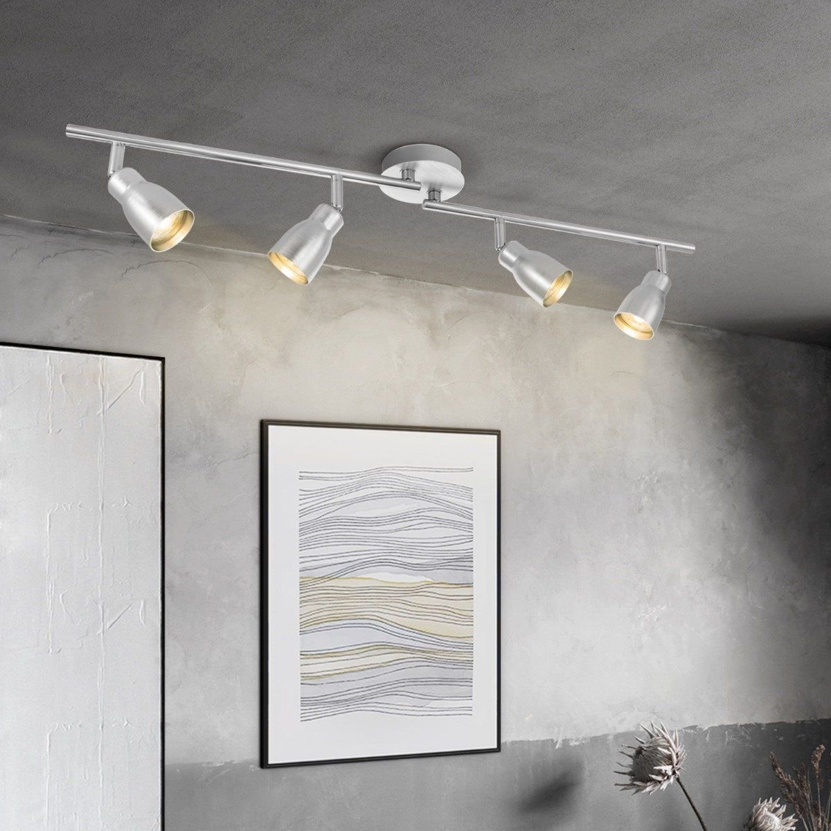 LED Surface-mounted spotlight Alba 4L - dimmable - brushed steel