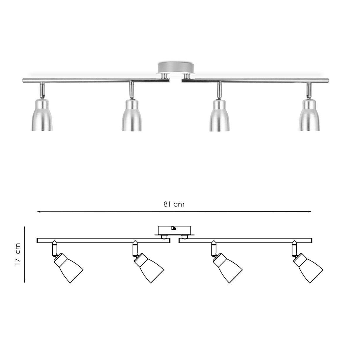 LED Surface-mounted spotlight Alba 4L - dimmable - brushed steel