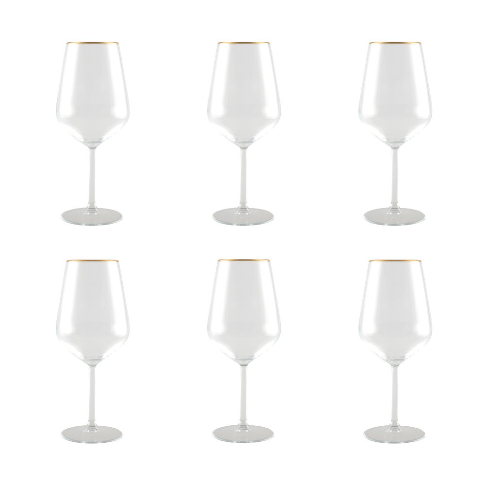 Wijnglazen Mat met Gouden Rand – Set 6 Stuks | 330 ml | Elegant Design | AULICA