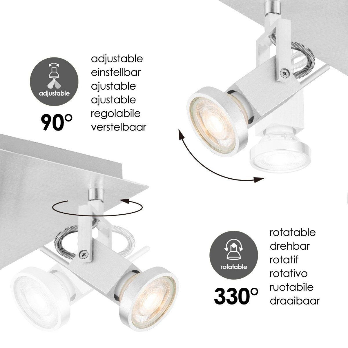 Surface-mounted spotlight Cali V4 - incl. dimmable LED lamp - steel