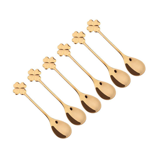 Gouden Theelepels Set – 6 stuks | Luxe Koffielepels 12,5 cm | Elegant