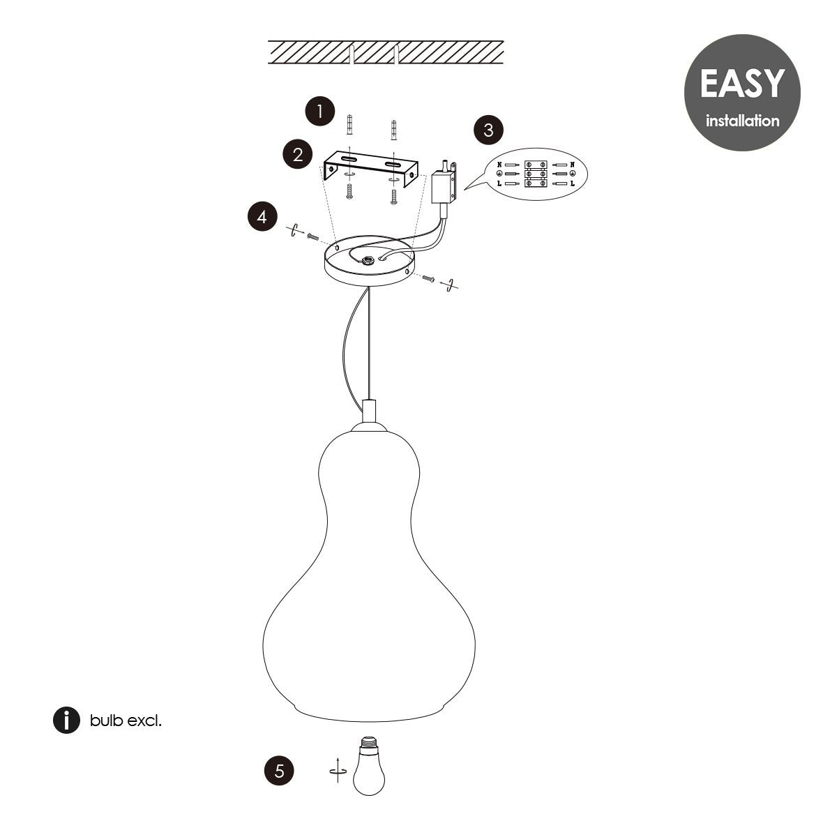 Hanging lamp Bello Big - Clear - 30x30x145cm
