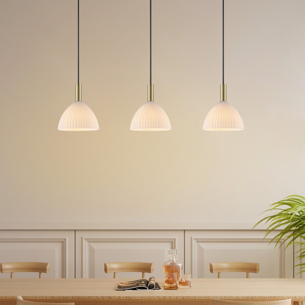 Hanging lamp Credo - Brass - 70x18x125cm