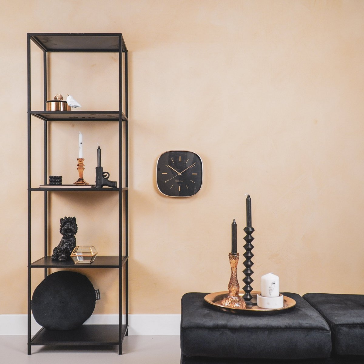Wandklok – Zwart & Goud – 29x30 cm