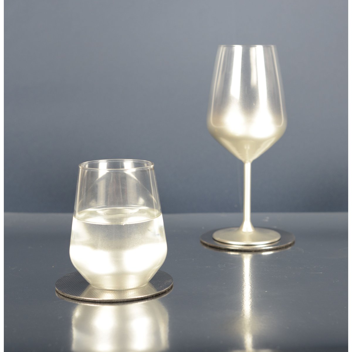 Waterglazen 330ml – Set van 6 Zilver | Luxe Drinkglazen | Design Glaswerk