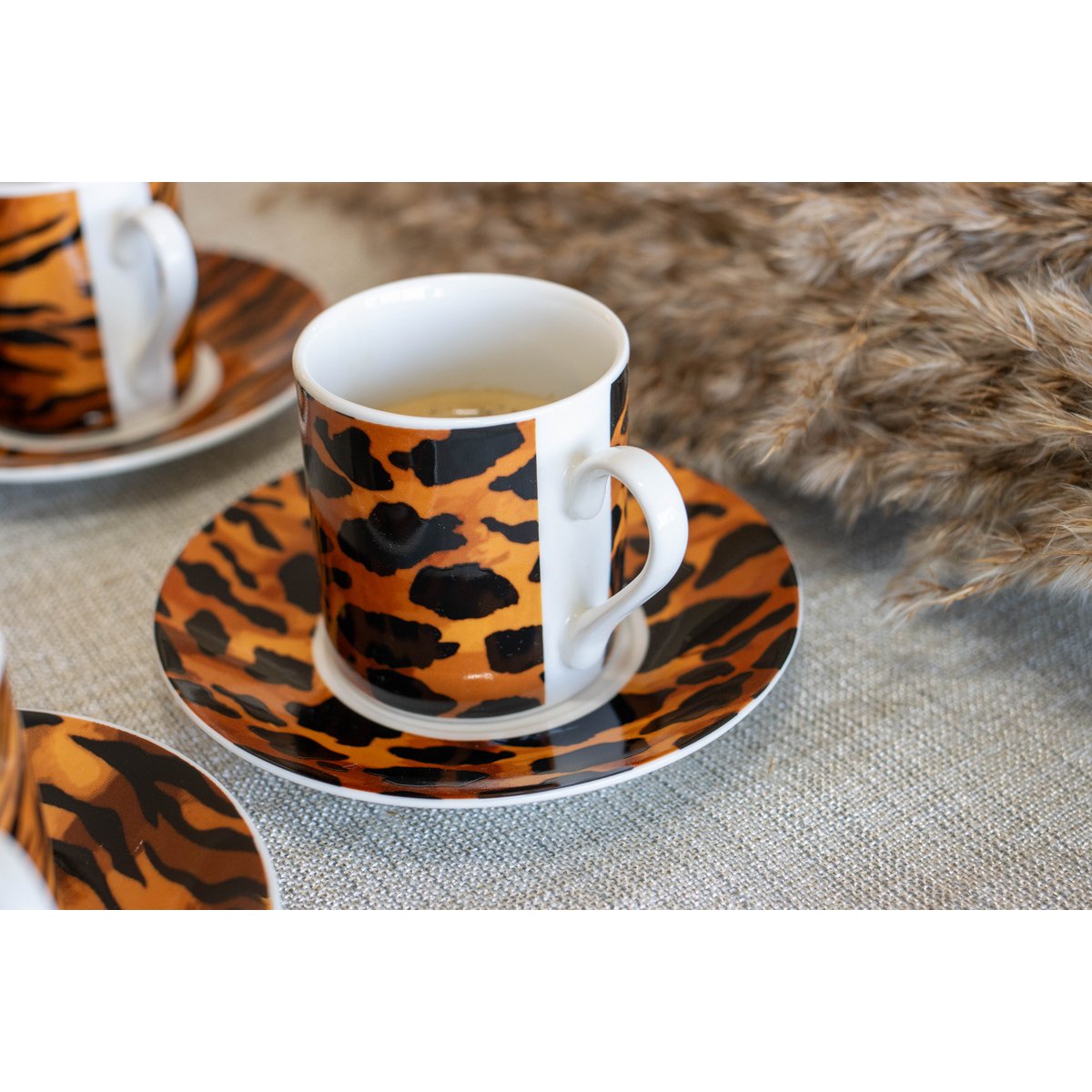 Safari Koffiekopjes (Set van 6) – Met Schotels