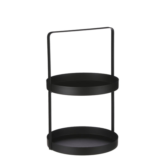 Etagère 2 Niveaux - H41 x Ø25 cm - Métal - Noir