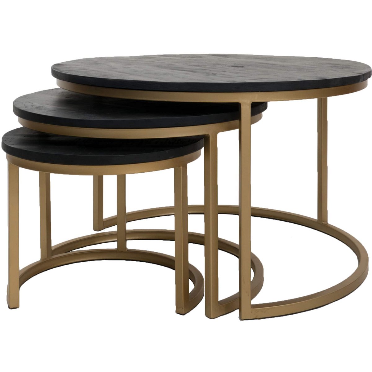 Bart coffee table - Set of 3 - Black top - Gold base