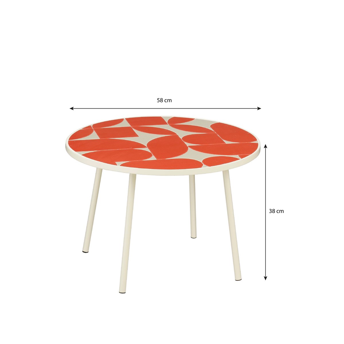 Bologna Bijzettafel Buiten - H38 x Ø58 cm - Metaal - Rood |woon-meubel.nl