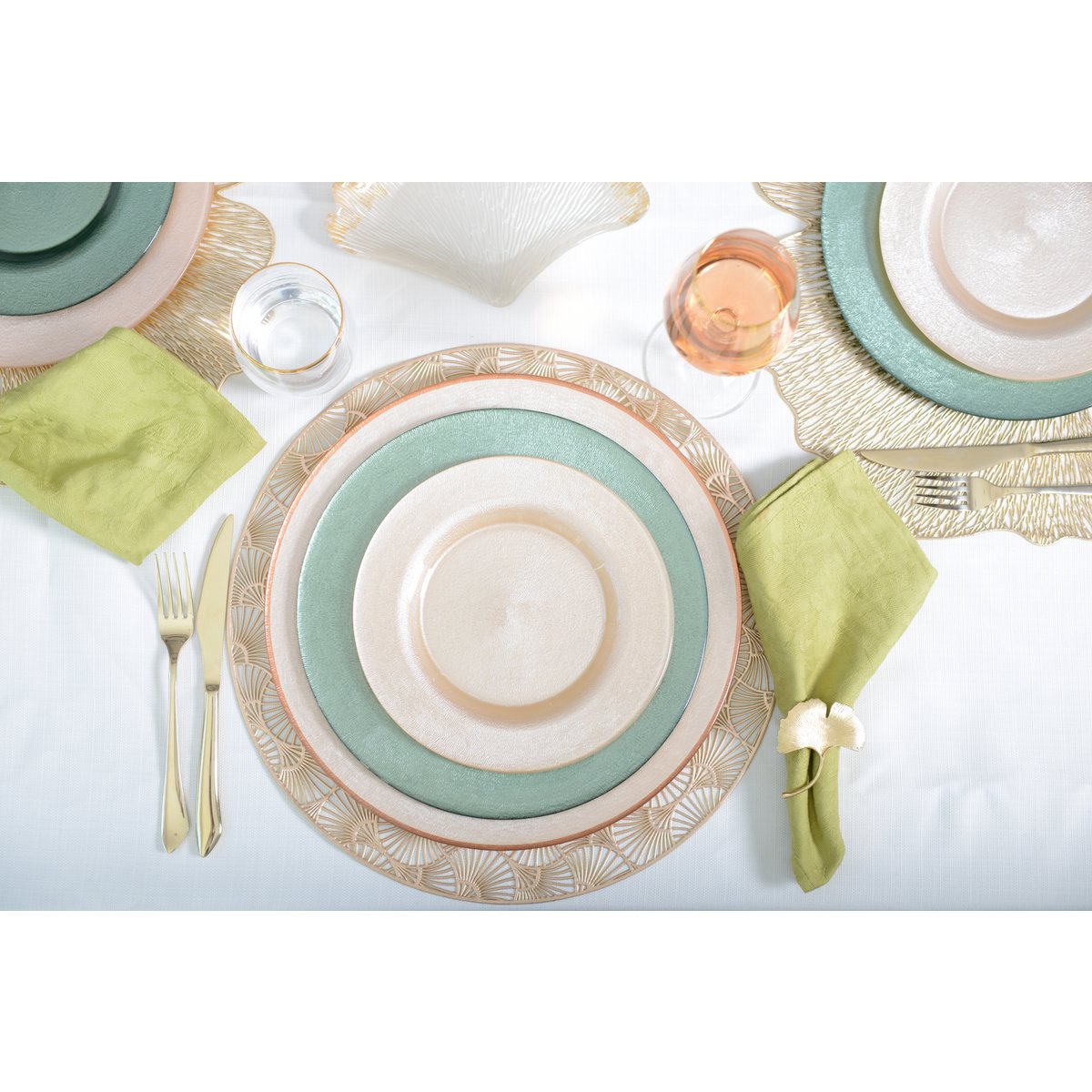 Aulica Ginkgo Gold Onderzetter – Luxe placemat 38 cm |woon-meubel.nl