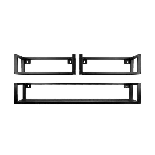 Wandplank Vintage Zwart Mangohout - Set van 3 Groot|woon-meubel.nl