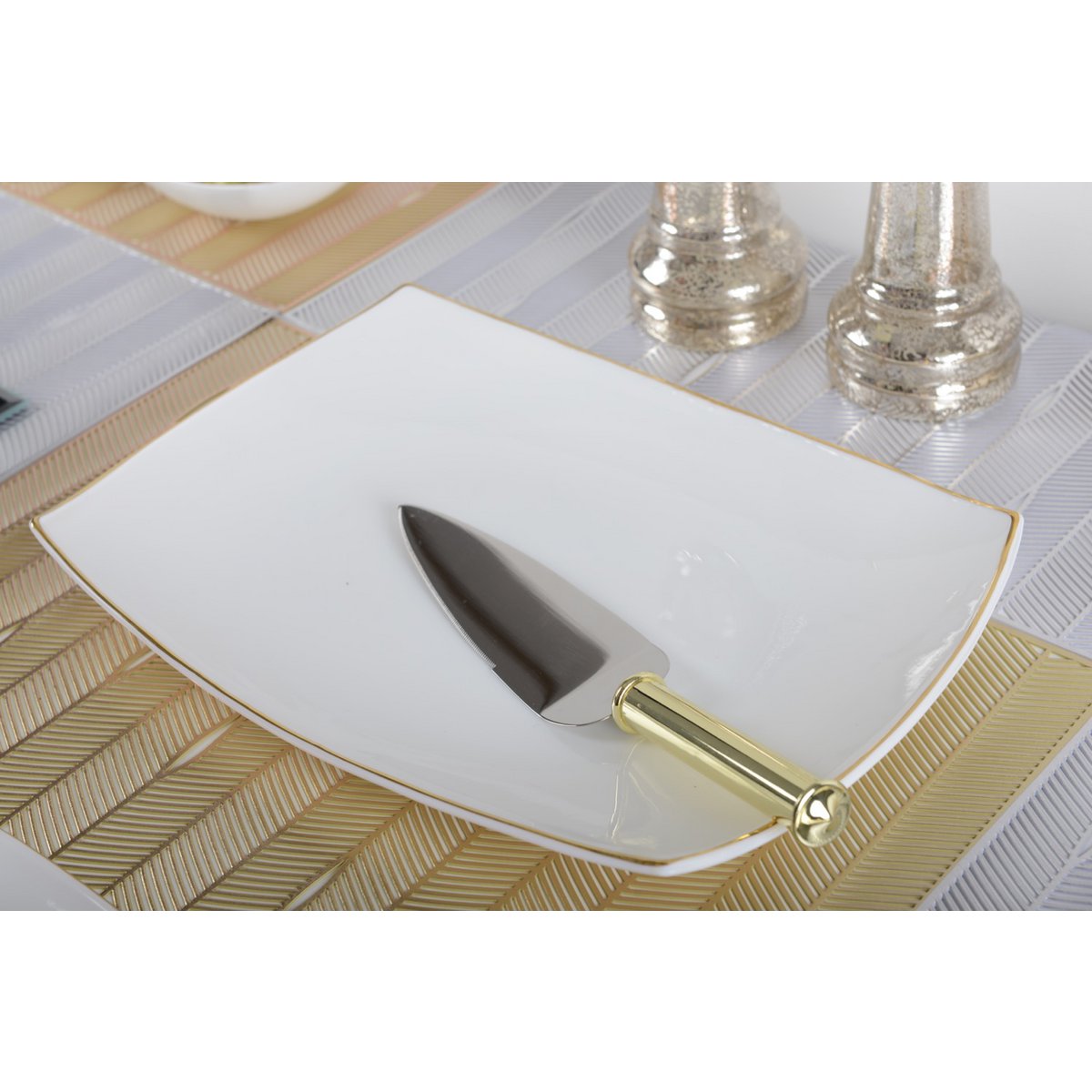 Rechthoekig Serveerbord met Gouden Rand 35x25 cm |woon-meubel.nl