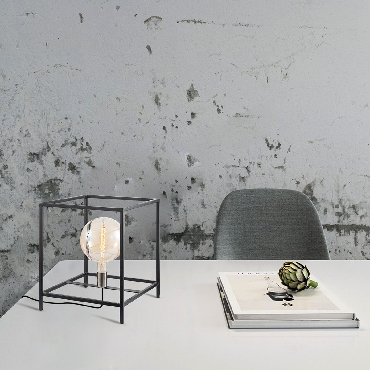 Moderne tafellamp Kaso - Zwart - 35x35x40cm |woon-meubel.nl