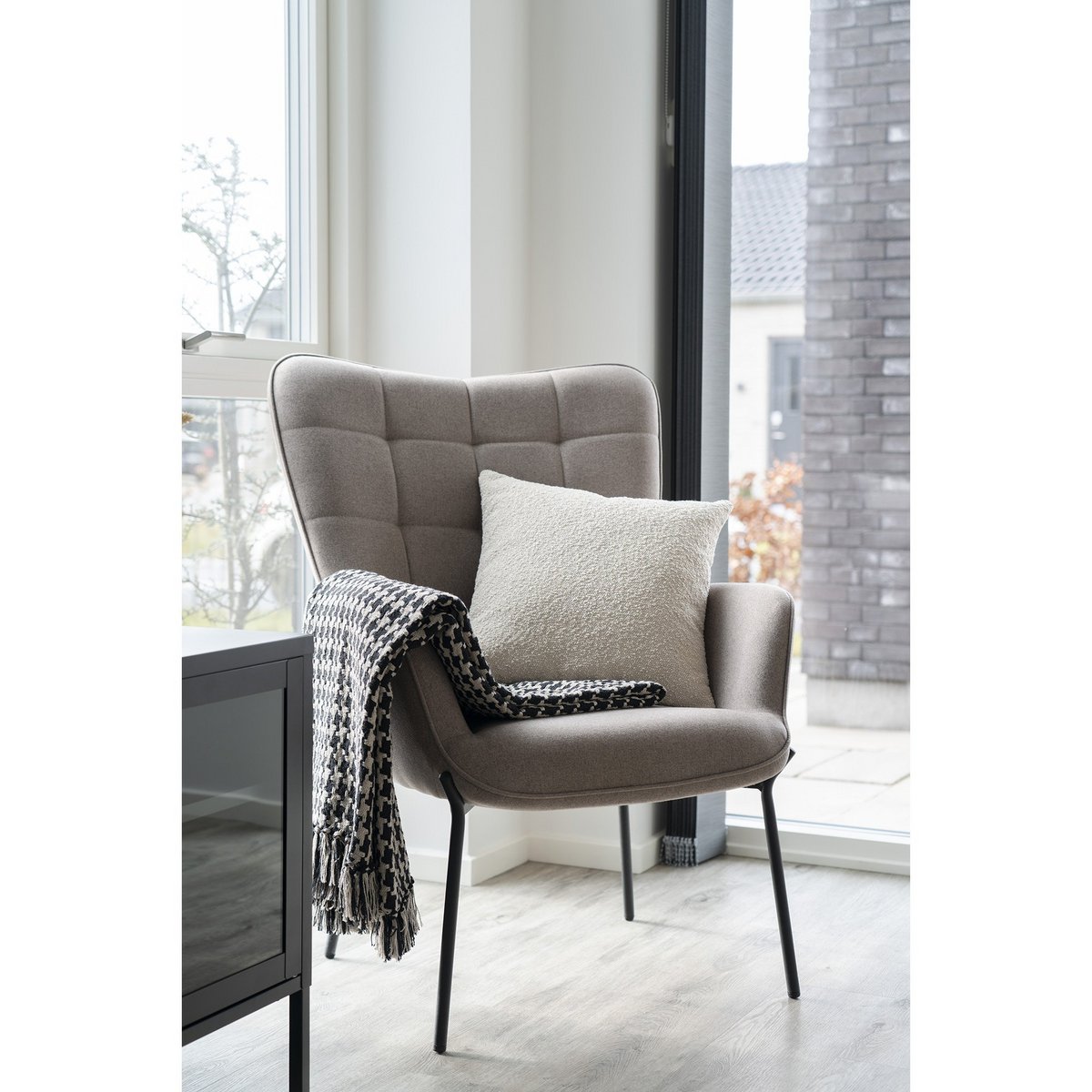 Zijruit - Plaid, zwart/beige