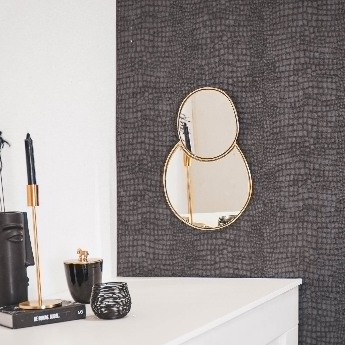 Spiegel - Organisch - Metaal - Goud - 1x28x43cm |woon-meubel.nl