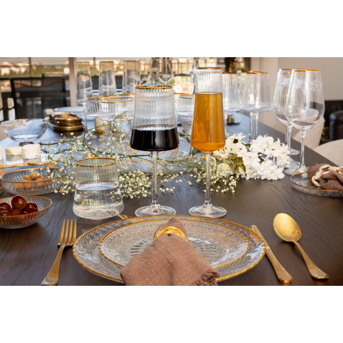 Waterglazen met Gouden Rand – Set van 6 – 350 ml – Luxe