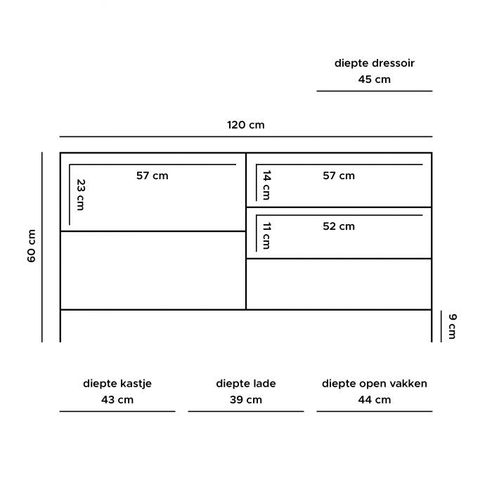 TV Dressoir Luuk Hout Handgemaakt 120 cm, maten |woon-meubel.nl
