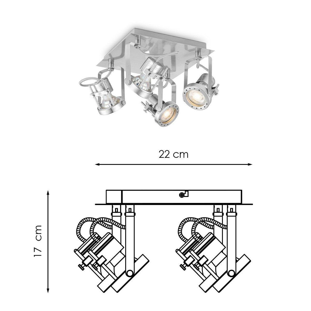 LED Surface-mounted spotlight Robo V4 - dimmable - brushed steel