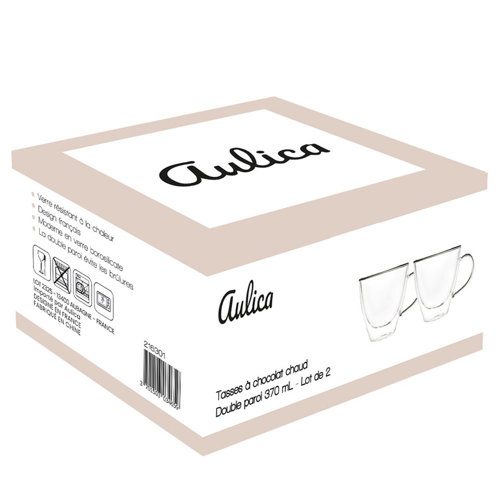 Set van 2 Theekopjes – Dubbelwandig Borosilicaatglas – 370 ml – Aulica