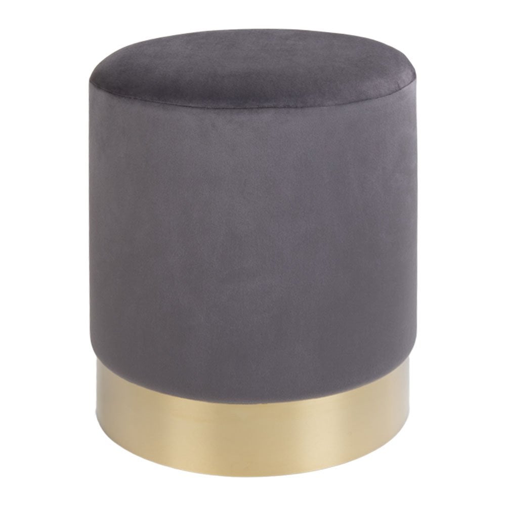Gamby Pouf - Grey velvet, Ø34x43 cm