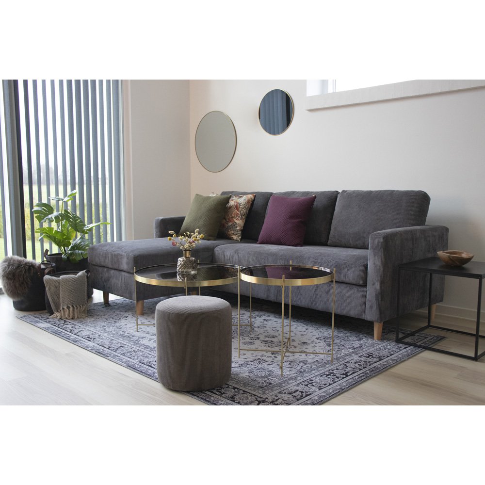 Jersey Spiegel rond in zwart of messing look 40/60/60/80