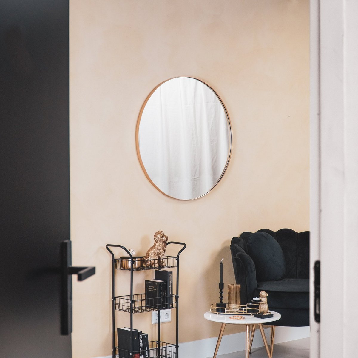 Spiegel - Ronde Wandspiegel - Metaal - Goud - Ø80cm |woon-meubel.nl